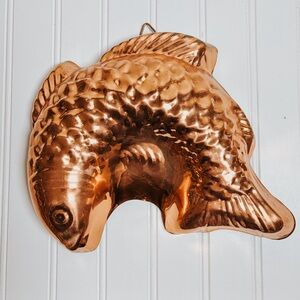 Vintage Copper Fish Mold | Tin Lined Large Copperware Decor | French Country